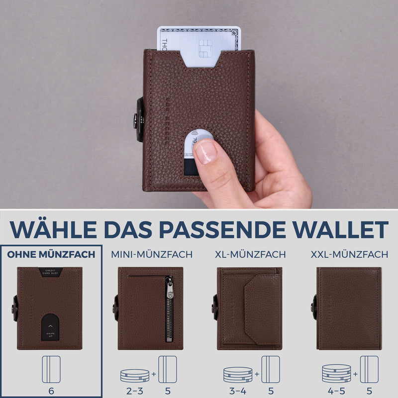 Slim Wallet mit RFID-Schutz & 6 Kartenfächer (Genarbt)