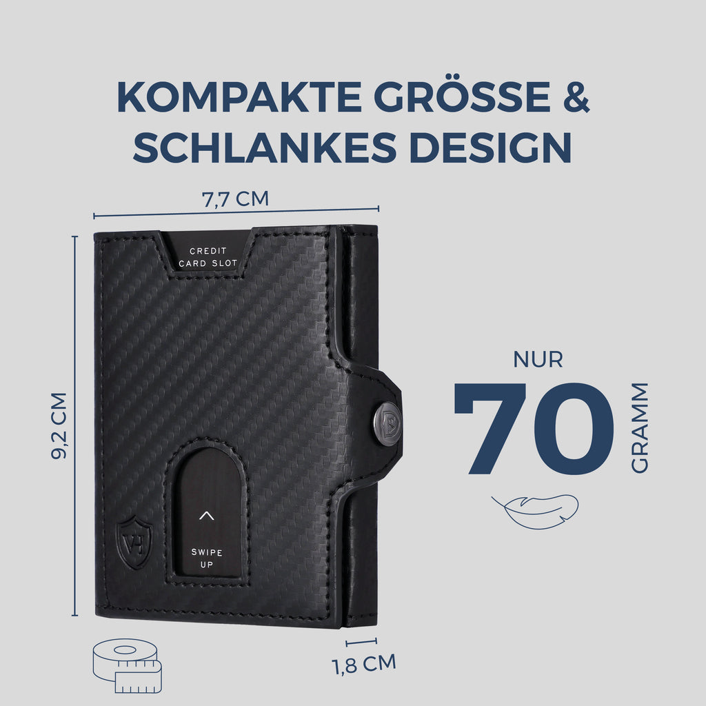 2x Metall Kartenetui RFID Schutz - Slim Wallet Für 6 Karten Schwarz & Gold