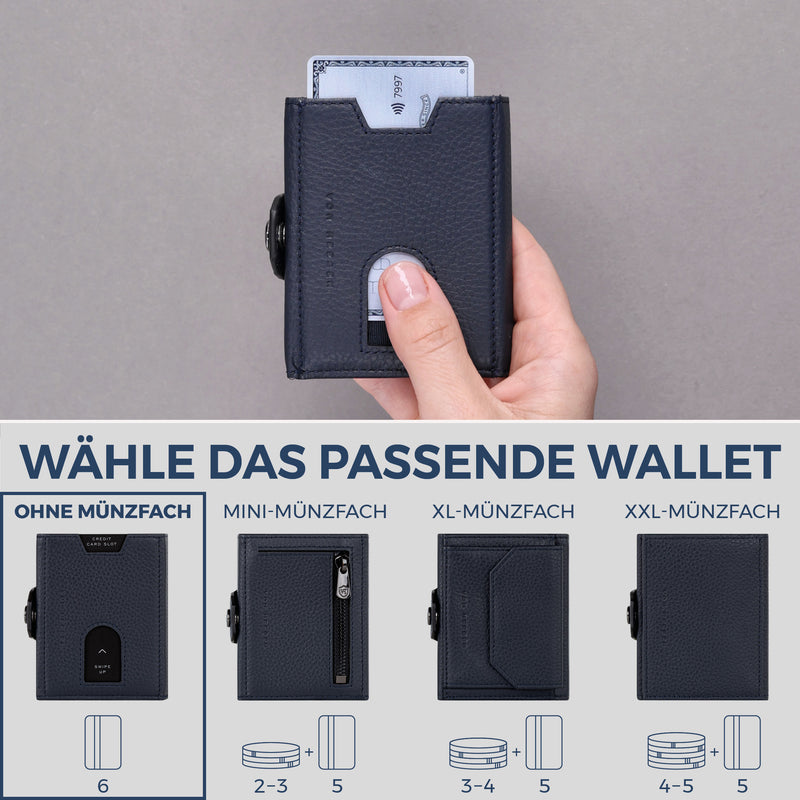 Slim Wallet mit RFID-Schutz & 6 Kartenfächer (Genarbt)