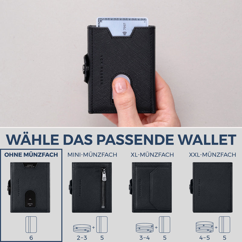 Slim Wallet mit RFID-Schutz & 6 Kartenfächer (Saffiano)