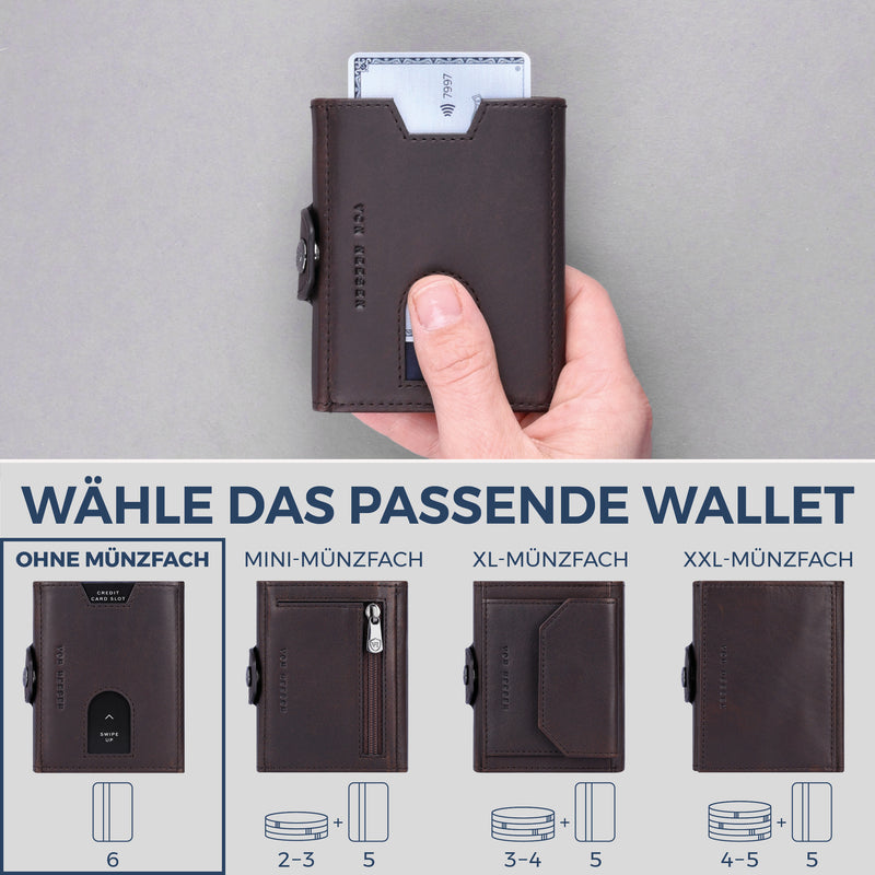 Slim Wallet mit RFID-Schutz & 6 Kartenfächer (Waxy)