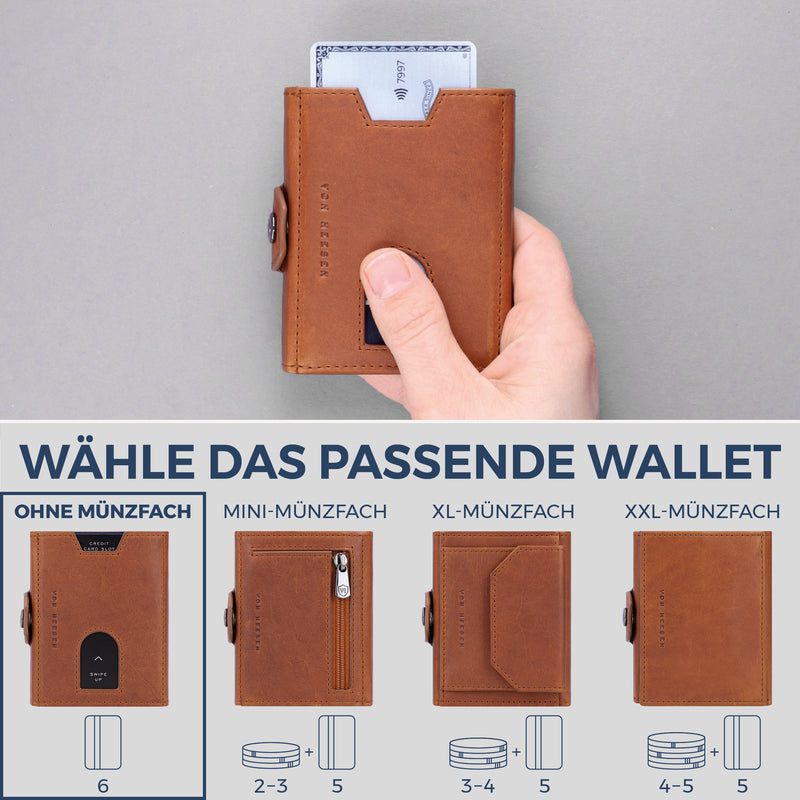 Slim Wallet mit RFID-Schutz & 6 Kartenfächer (Waxy)