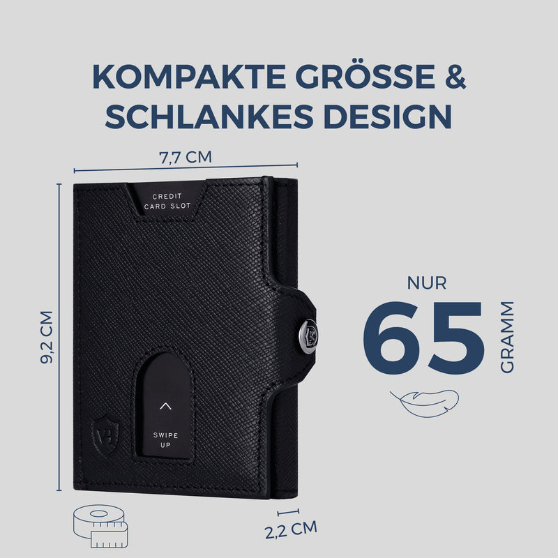 Slim Wallet mit RFID-Schutz, 5 Kartenfächer & Mini-Münzfach (Saffiano)