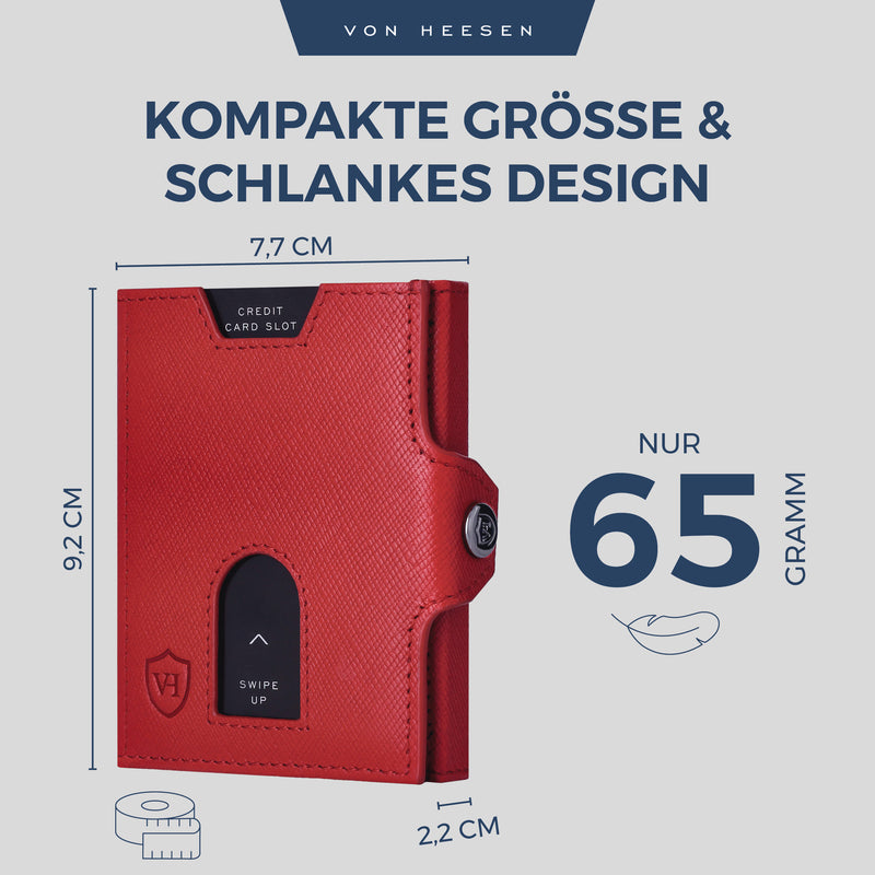 Slim Wallet mit RFID-Schutz, 5 Kartenfächer & Mini-Münzfach (Saffiano)