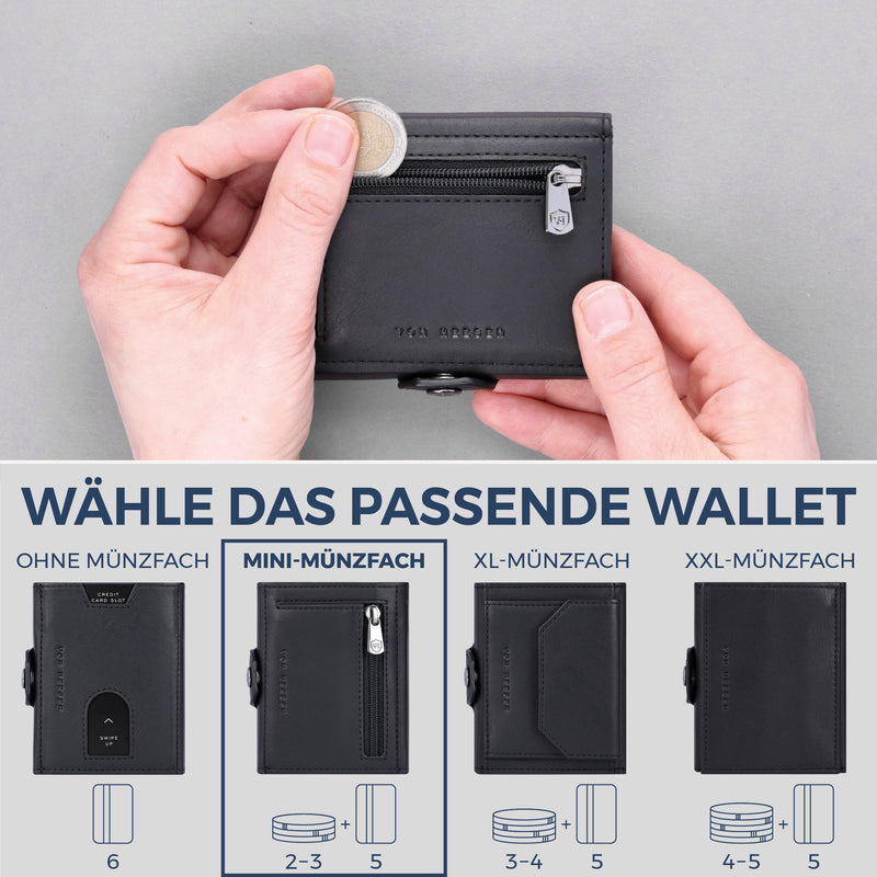Slim Wallet mit RFID-Schutz, 5 Kartenfächer & Mini-Münzfach (Waxy)