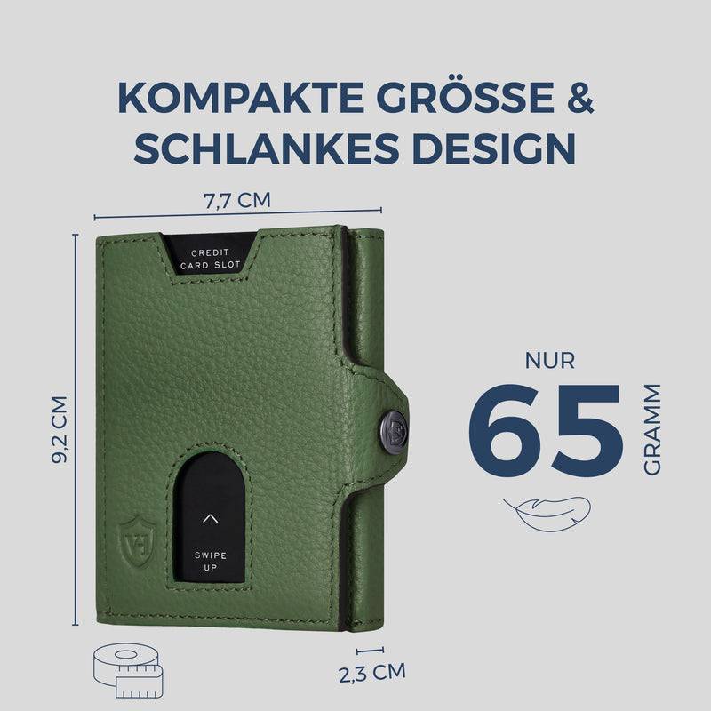 Slim Wallet mit RFID-Schutz, 5 Kartenfächer & XL-Münzfach (Genarbt)