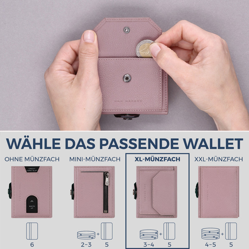 Slim Wallet mit RFID-Schutz, 5 Kartenfächer & XL-Münzfach (Genarbt)