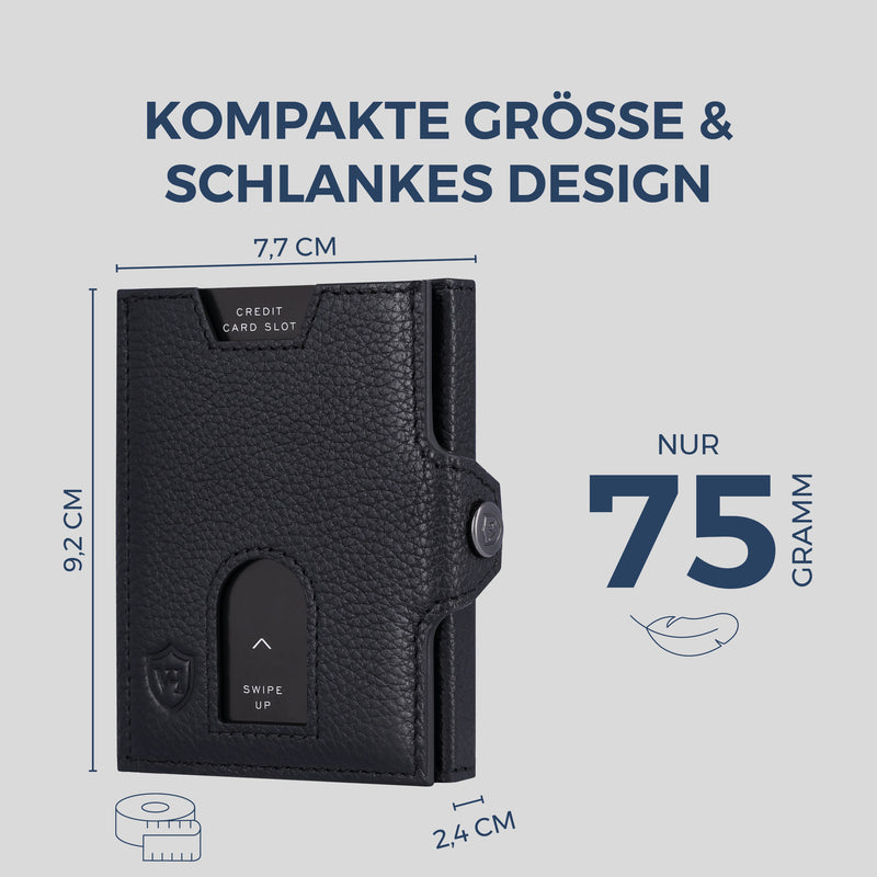 Slim Wallet mit RFID-Schutz, 5 Kartenfächer & XXL-Münzfach (Genarbt)