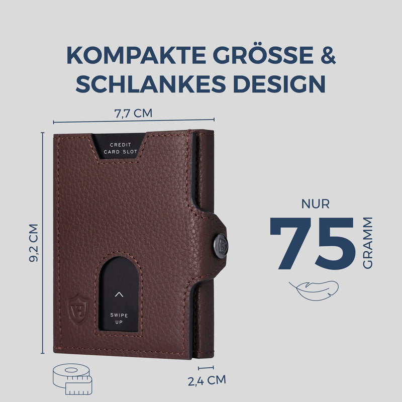 Slim Wallet mit RFID-Schutz, 5 Kartenfächer & XXL-Münzfach (Genarbt)
