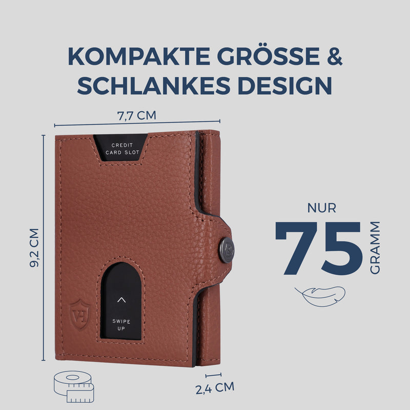 Slim Wallet mit RFID-Schutz, 5 Kartenfächer & XXL-Münzfach (Genarbt)