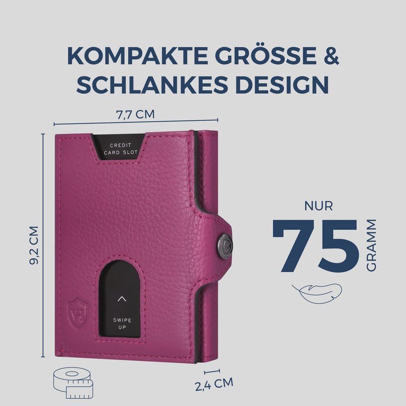 Slim Wallet mit RFID-Schutz, 5 Kartenfächer & XXL-Münzfach (Genarbt)