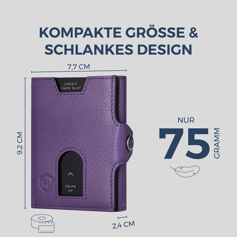 Slim Wallet mit RFID-Schutz, 5 Kartenfächer & XXL-Münzfach (Genarbt)