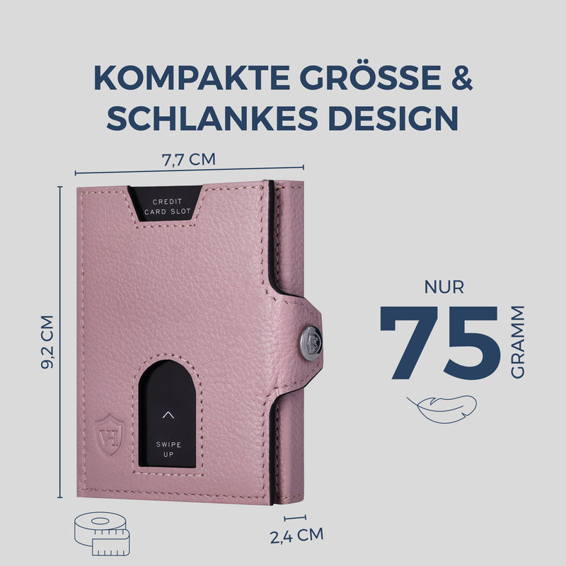 Slim Wallet mit RFID-Schutz, 5 Kartenfächer & XXL-Münzfach (Genarbt)