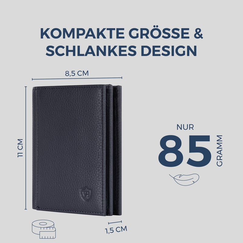 Geldbörse mit RFID-Schutz, 8 Kartenfächer und XXL-Münzfach (Genarbt)