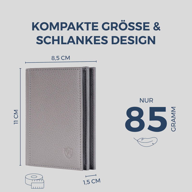 Geldbörse mit RFID-Schutz, 8 Kartenfächer und XXL-Münzfach (Genarbt)
