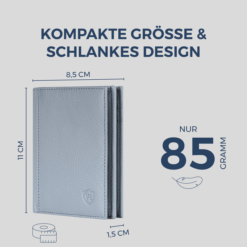 Geldbörse mit RFID-Schutz, 8 Kartenfächer und XXL-Münzfach (Genarbt)