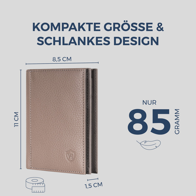 Geldbörse mit RFID-Schutz, 8 Kartenfächer und XXL-Münzfach (Genarbt)