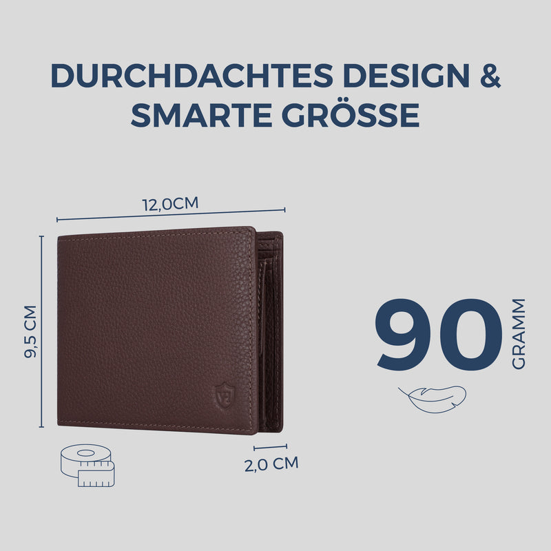 Geldbörse mit RFID-Schutz & 8 Kartenfächer (Genarbt)