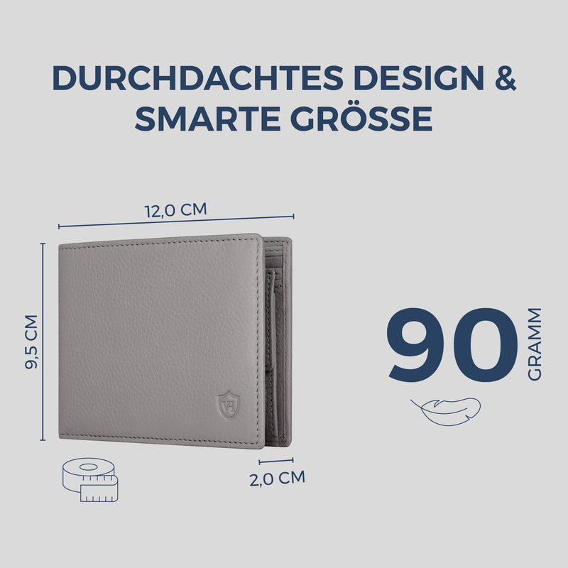 Geldbörse mit RFID-Schutz & 8 Kartenfächer (Genarbt)