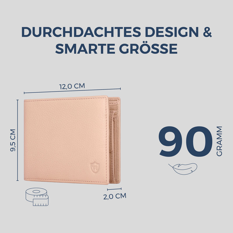 Geldbörse mit RFID-Schutz & 8 Kartenfächer (Genarbt)