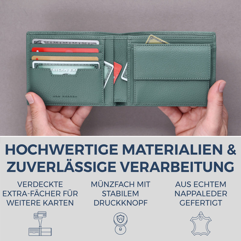 Geldbörse mit RFID-Schutz & 8 Kartenfächer (Genarbt)