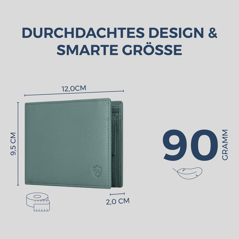 Geldbörse mit RFID-Schutz & 8 Kartenfächer (Genarbt)