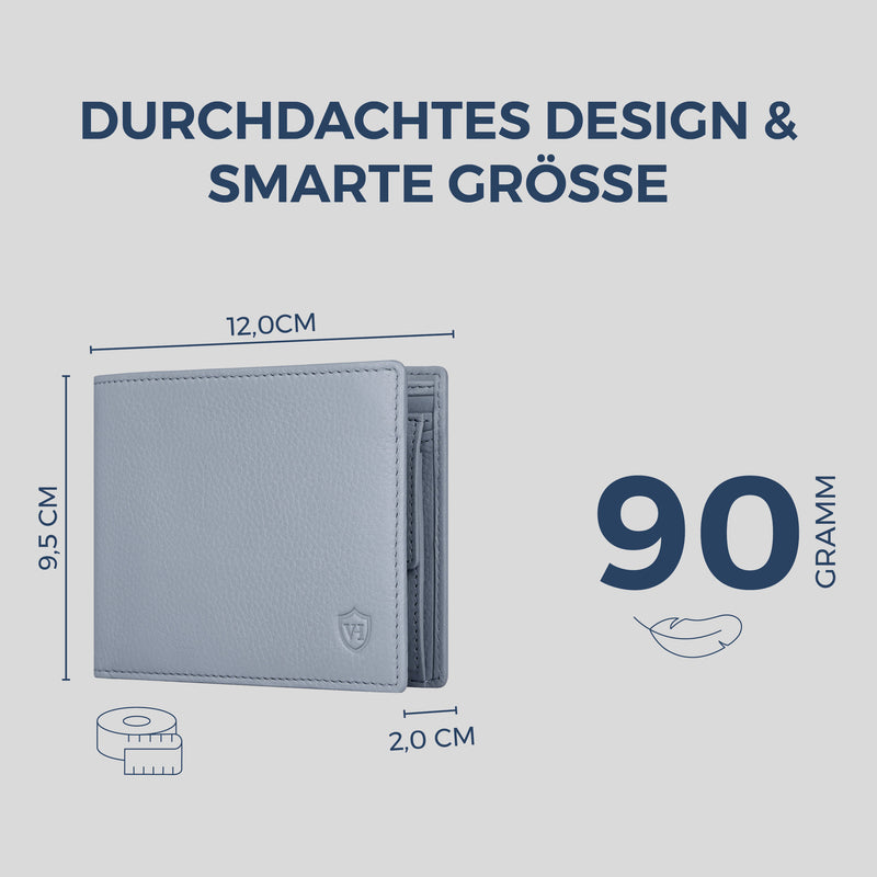 Geldbörse mit RFID-Schutz & 8 Kartenfächer (Genarbt)
