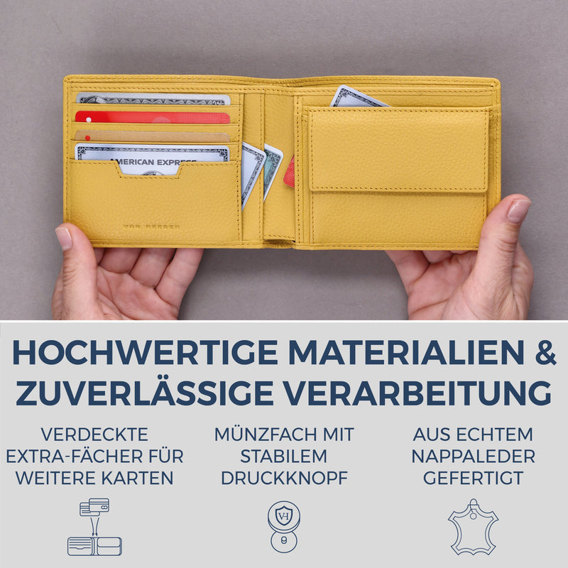 Geldbörse mit RFID-Schutz & 8 Kartenfächer (Genarbt)
