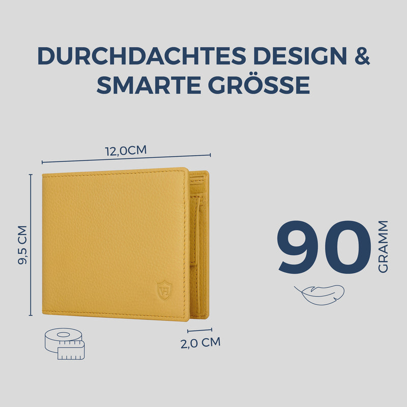 Geldbörse mit RFID-Schutz & 8 Kartenfächer (Genarbt)