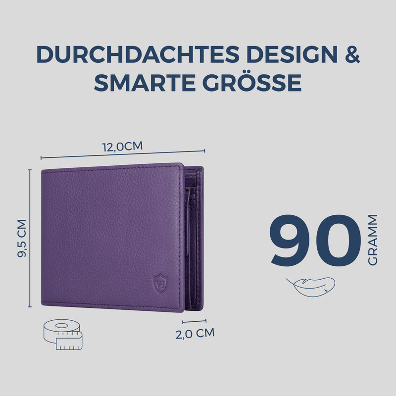 Geldbörse mit RFID-Schutz & 8 Kartenfächer (Genarbt)