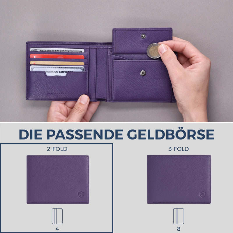 Geldbörse mit RFID-Schutz & 8 Kartenfächer (Genarbt)