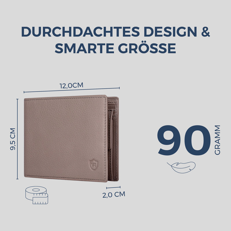 Geldbörse mit RFID-Schutz & 8 Kartenfächer (Genarbt)