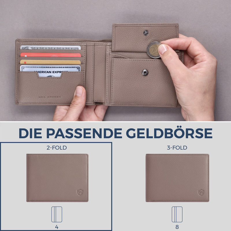 Geldbörse mit RFID-Schutz & 8 Kartenfächer (Genarbt)
