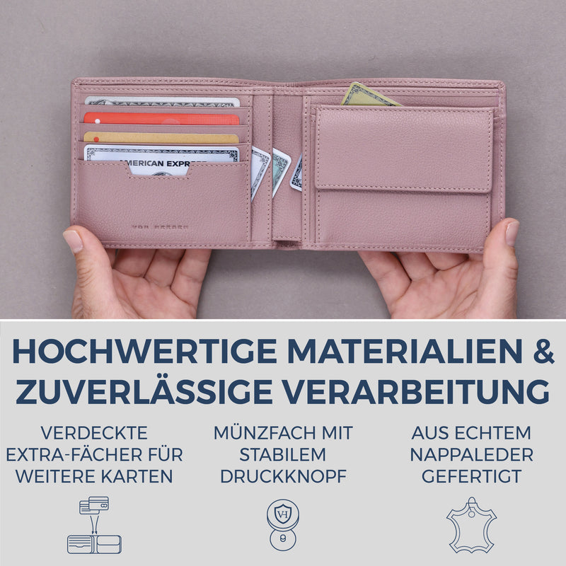 Geldbörse mit RFID-Schutz & 8 Kartenfächer (Genarbt)