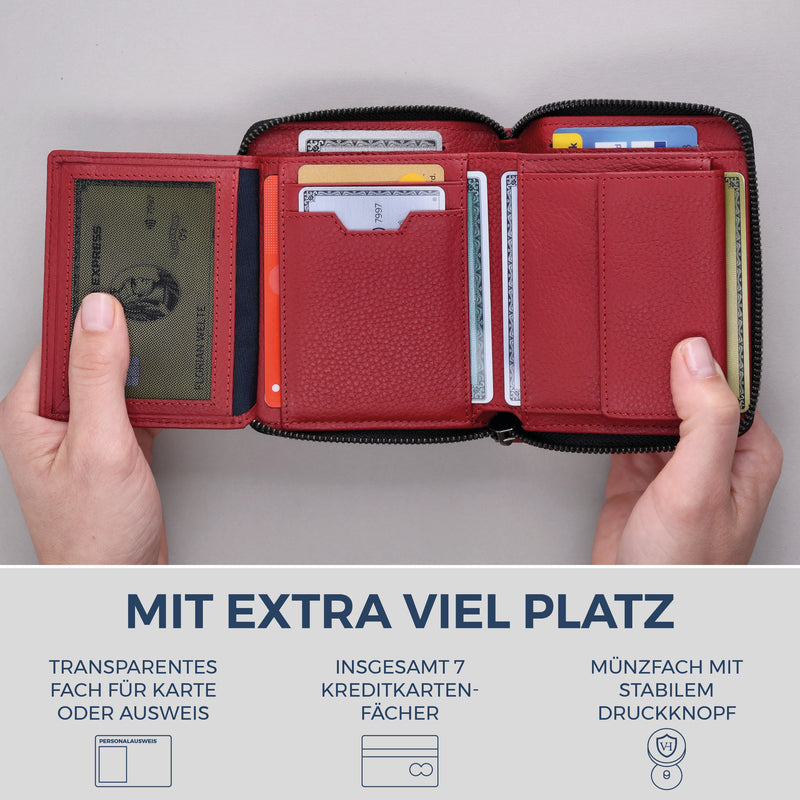 Geldbörse mit RFID-Schutz & 12 Kartenfächer (Genarbt)