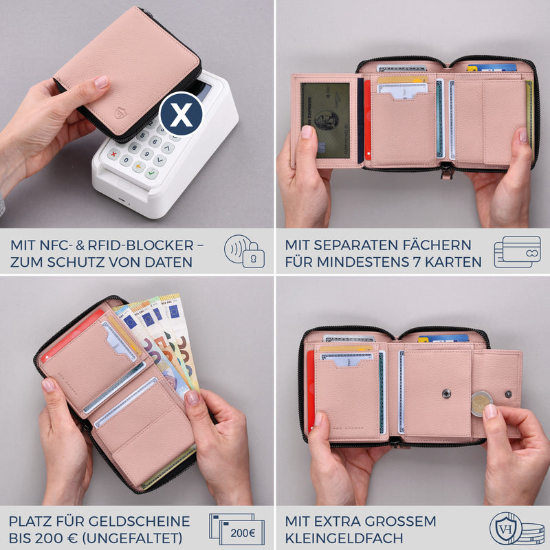 Geldbörse mit RFID-Schutz & 12 Kartenfächer (Genarbt)