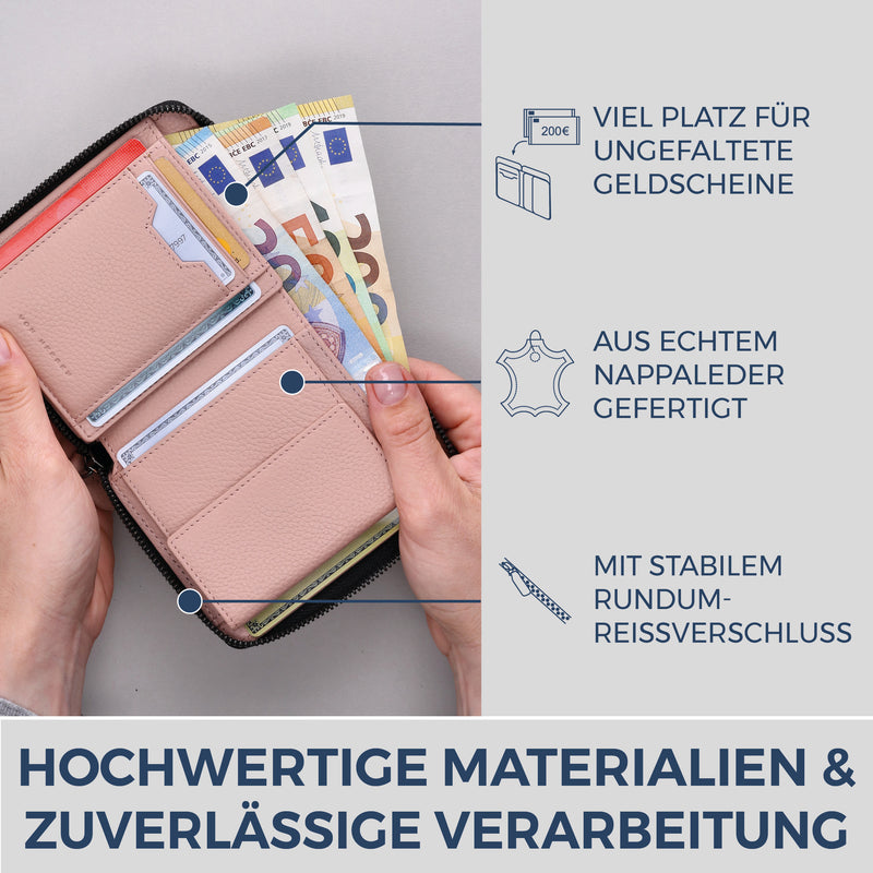 Geldbörse mit RFID-Schutz & 12 Kartenfächer (Genarbt)