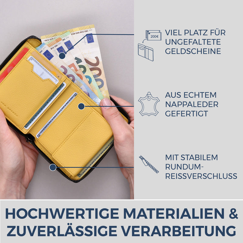 Geldbörse mit RFID-Schutz & 12 Kartenfächer (Genarbt)