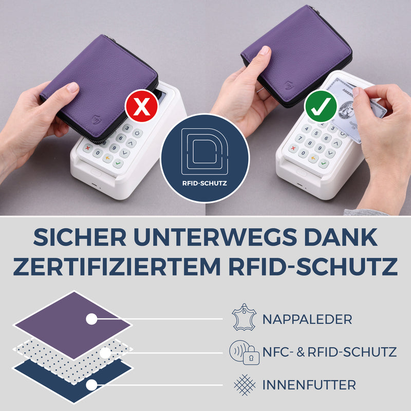 Geldbörse mit RFID-Schutz & 12 Kartenfächer (Genarbt)