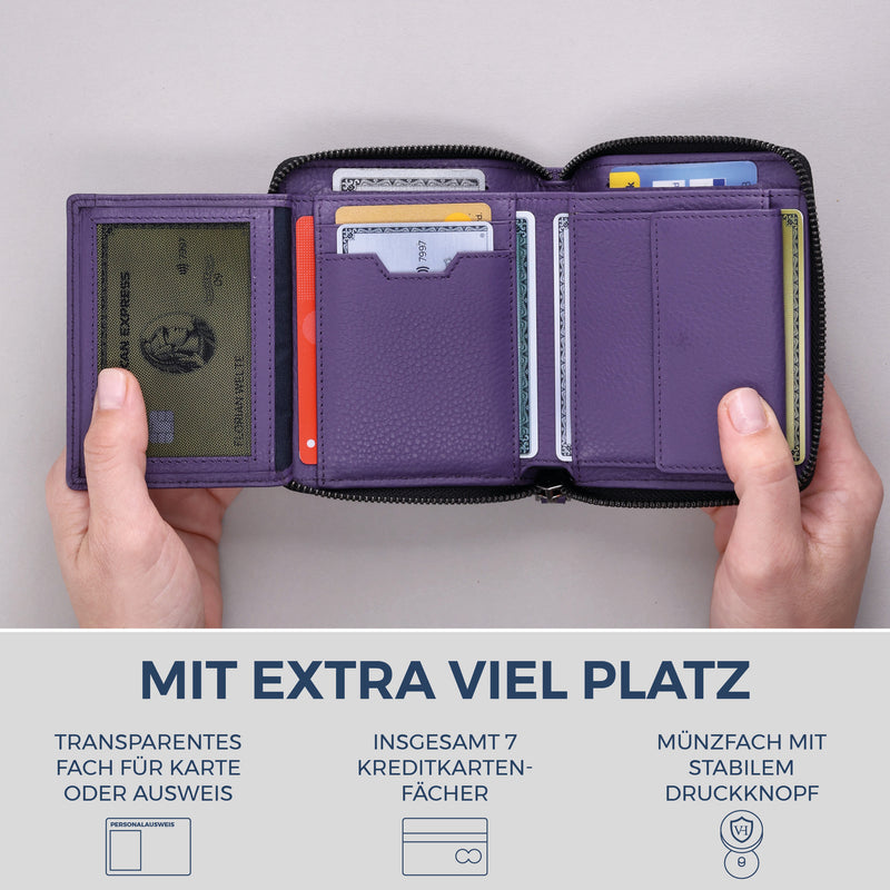 Geldbörse mit RFID-Schutz & 12 Kartenfächer (Genarbt)
