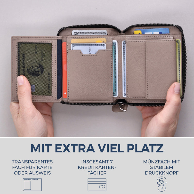 Geldbörse mit RFID-Schutz & 12 Kartenfächer (Genarbt)