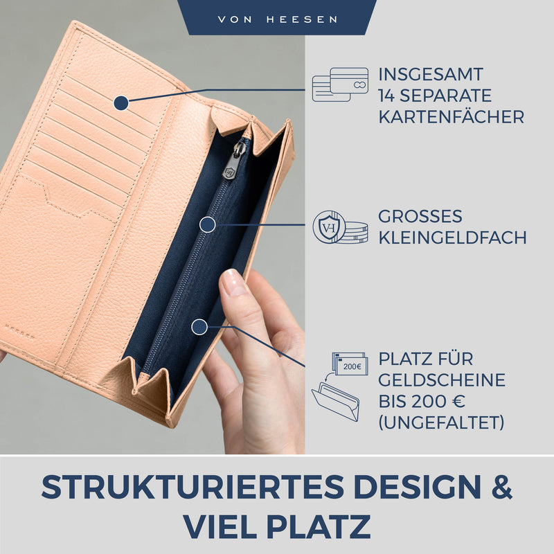 Geldbörse mit RFID-Schutz & 14 Kartenfächer (Genarbt)
