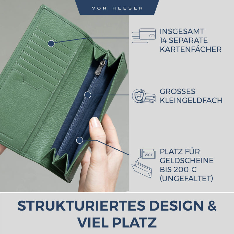 Geldbörse mit RFID-Schutz & 14 Kartenfächer (Genarbt)