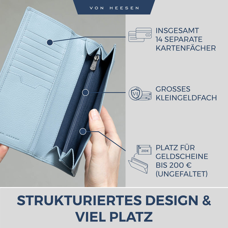 Geldbörse mit RFID-Schutz & 14 Kartenfächer (Genarbt)