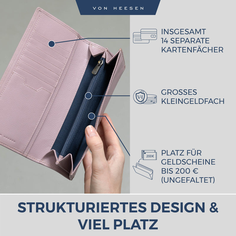 Geldbörse mit RFID-Schutz & 14 Kartenfächer (Genarbt)