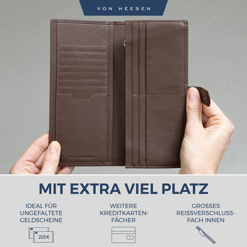 Geldbörse mit RFID-Schutz & 14 Kartenfächer (Genarbt)