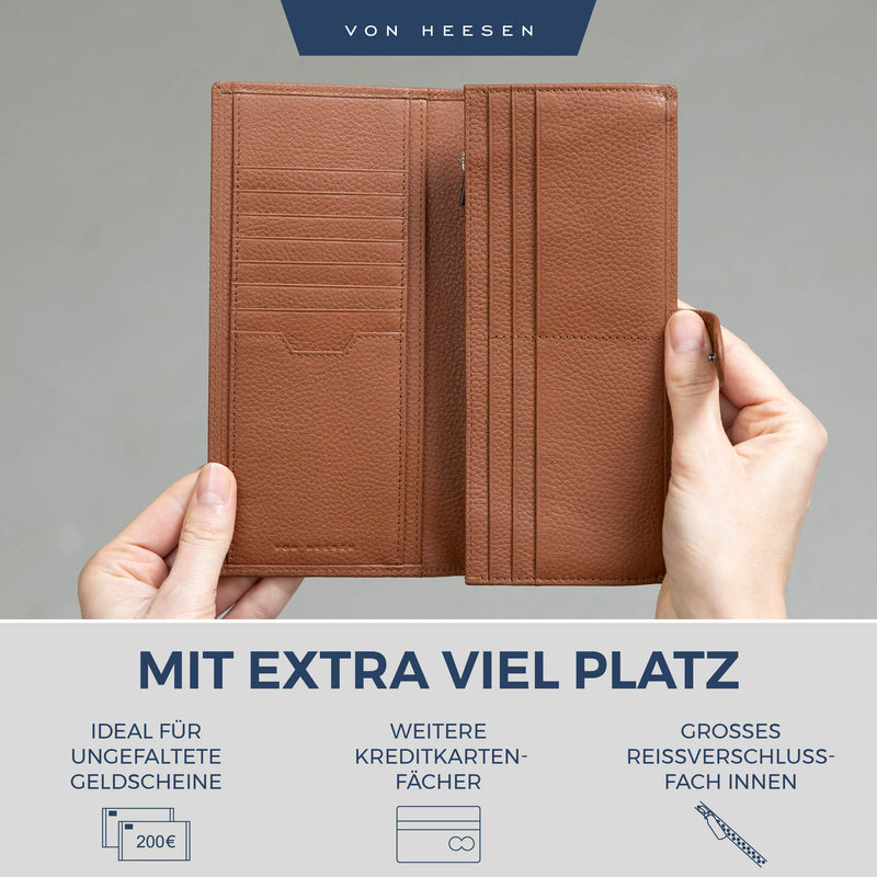 Geldbörse mit RFID-Schutz & 14 Kartenfächer (Genarbt)