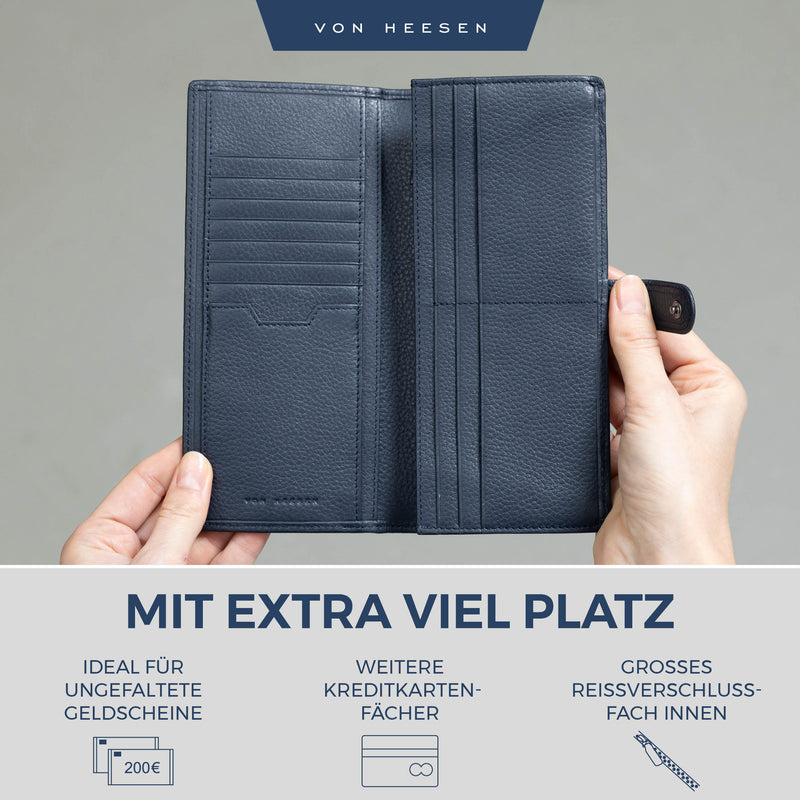 Geldbörse mit RFID-Schutz & 14 Kartenfächer (Genarbt)