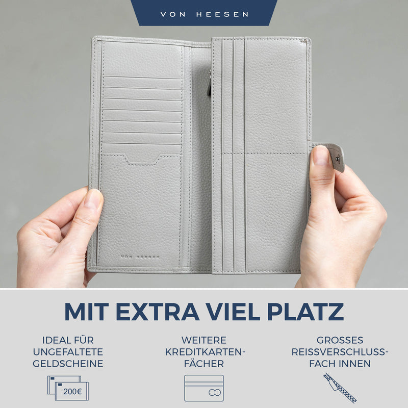 Geldbörse mit RFID-Schutz & 14 Kartenfächer (Genarbt)