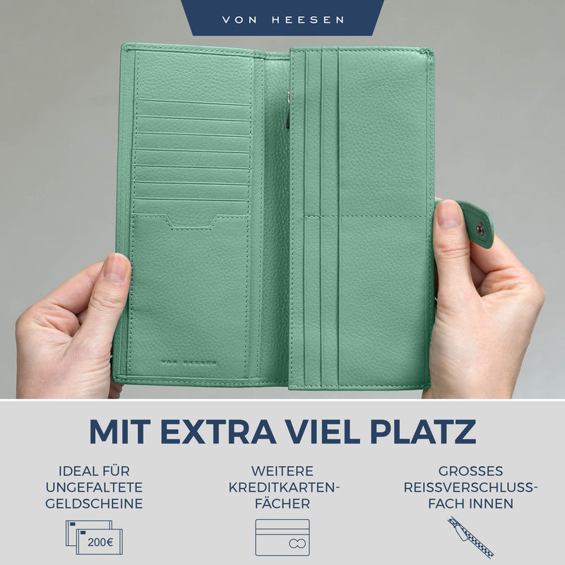 Geldbörse mit RFID-Schutz & 14 Kartenfächer (Genarbt)